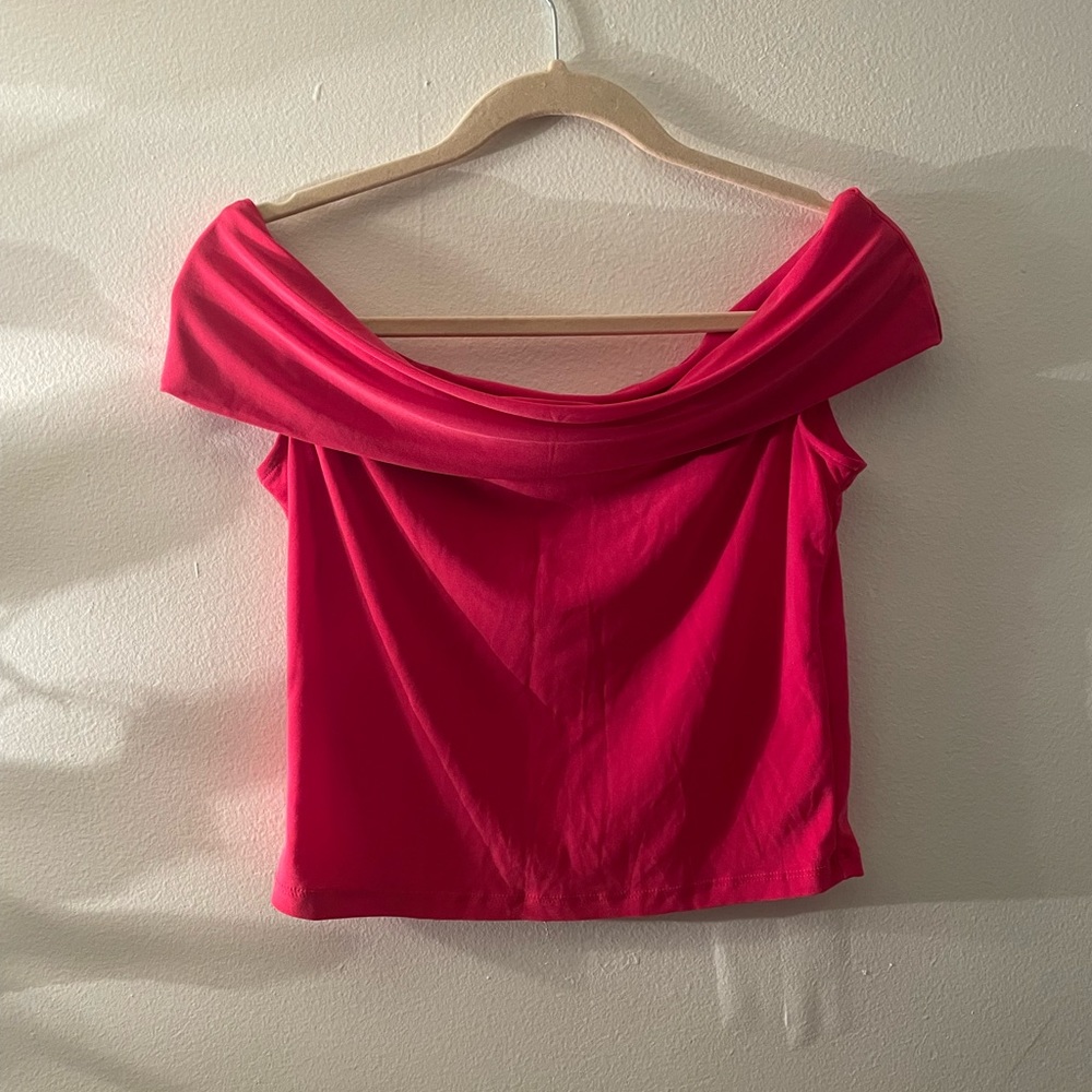 Nordstrom Abound Bright Pink Off the Shoulder Top
